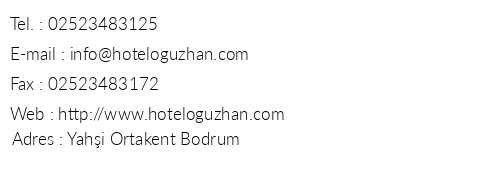 Ouzhan Otel telefon numaralar, faks, e-mail, posta adresi ve iletiim bilgileri